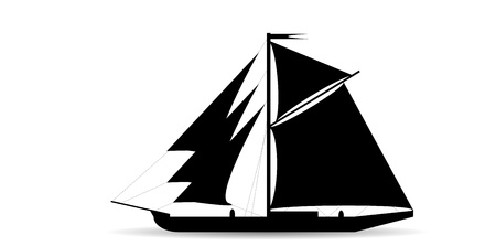 Black ship silhouette on white background - vectorのイラスト素材