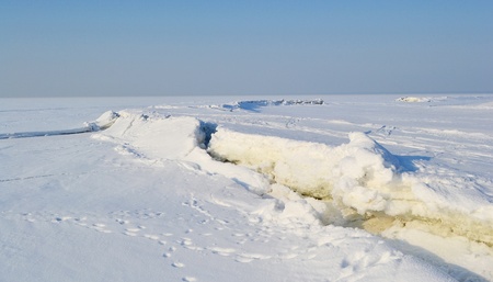 Frozen Gulf of Finland, sunny winter day, Russia.