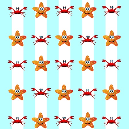 Pattern of crabs and sea stars - vectorのイラスト素材
