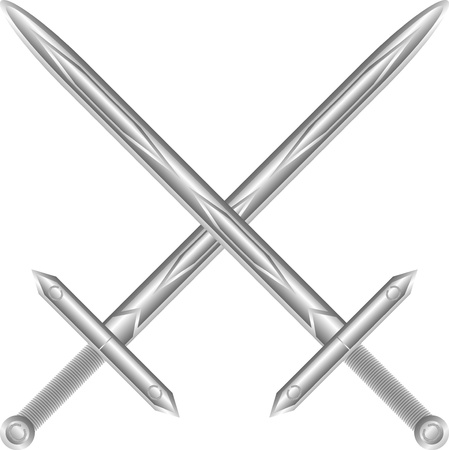 Two crossed swords isolated on white background - vector illustrationのイラスト素材