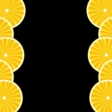 Citrus background with slices of orange. Vector stylized background.のイラスト素材