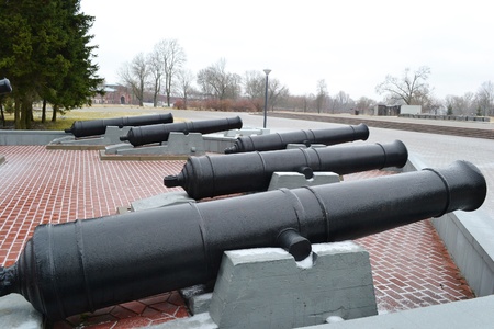 Guns in memorial complex Brestskaya fortress, Belarusのeditorial素材