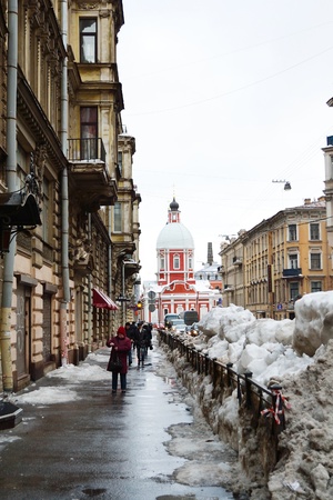 St.Petersburg, Russia, February 4, 2011: views of the street in center of St. Petersburg in the winterのeditorial素材
