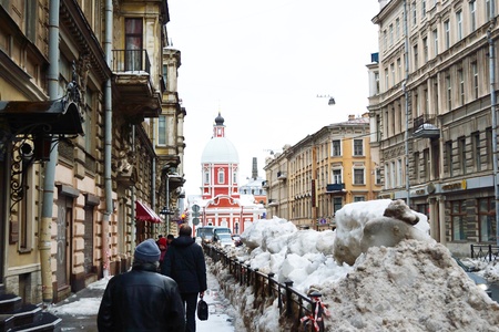 St.Petersburg, Russia, February 4, 2011: views of the street in center of St. Petersburg in the winterのeditorial素材