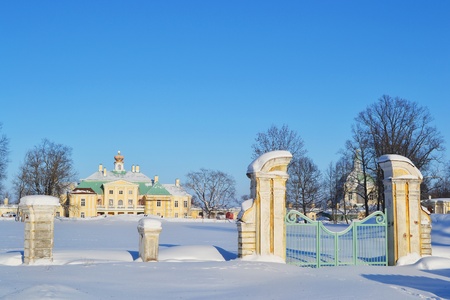Palace in Oranienbaum on a sunny winter day, Russiaのeditorial素材