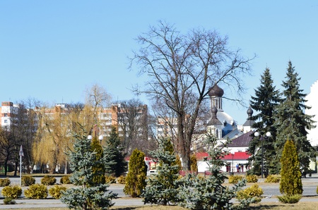 View of the old part of Pinsk in sunny spring day. Belarusのeditorial素材