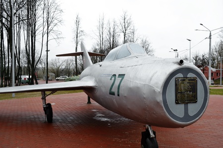 Old military russian aircraft in museum, Vibebsk, Belarusのeditorial素材