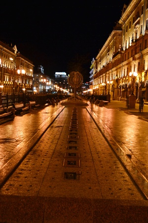 Night cityscape of Minsk, Belarusの写真素材