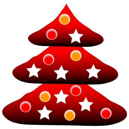 Decorated christmas tree isolated on white backgroundのイラスト素材