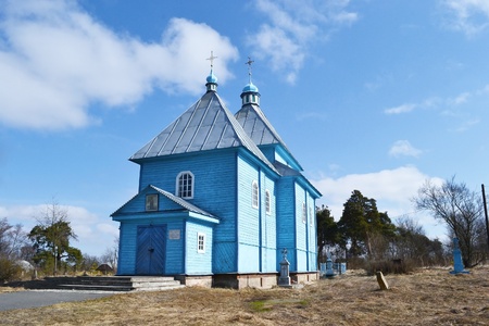 The small rural church in David-town, Belarusの写真素材