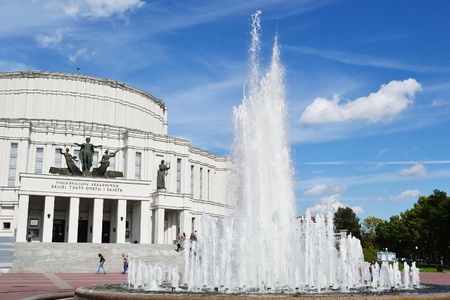 Minsk, Belarus - August 30, 2011: view of theatre opera and ballet in Minsk on a summer sunny dayのeditorial素材