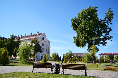 Jesuit collegium and central square in Pinsk , Belarus