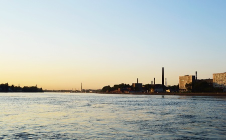 October embankment and Neva river, St.Petersburg, Russiaの写真素材