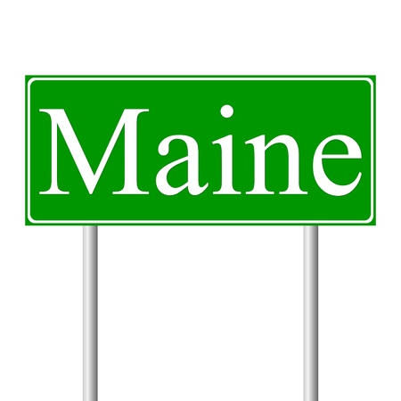 Maine green road sign isolated on white backgroundのイラスト素材