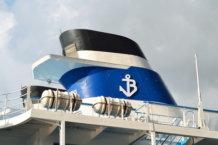 St.Petersburg, Russia - May 28, 2011: fragment of river cruise ship to berth quay in St. Petersburgのeditorial素材