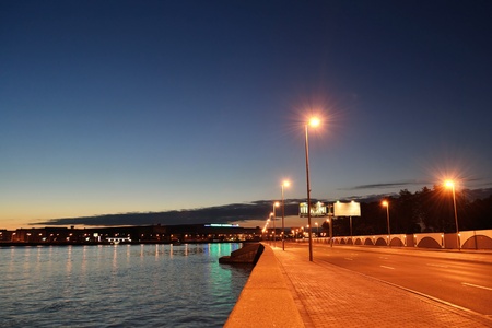 Embankment  of Neva river at night, St.Petersburg, Russiaのeditorial素材