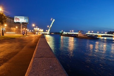 St. Petersburg, Russia - July 18, 2011: Embankment  of Neva river at night, St.Petersburgのeditorial素材