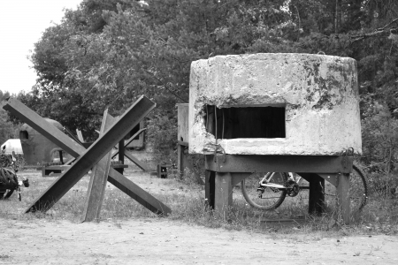 Armored fire point from World War II in Sestroretsk, Russia. Black and whiteの写真素材