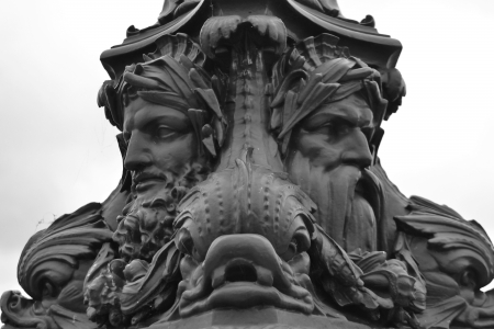 Detail of the statue in Paris, France. Black and white.のeditorial素材