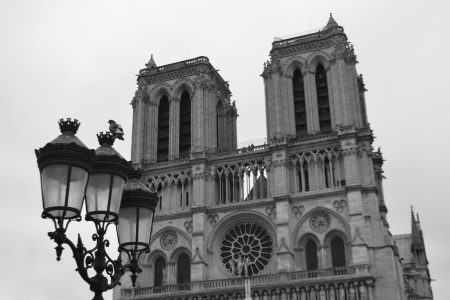 Notre Dame de Paris. France. Black and white.のeditorial素材