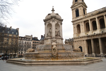 Fountain at Saint Sulpice in Paris, France.のeditorial素材