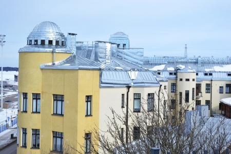 View of building in Kotka at winter, Finlandの写真素材