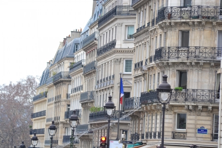 Traditional inner-city apartment buildings, Paris, France.の写真素材