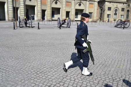 Stockholm, Sweden - April 11, 2013: Ceremony changing of the Sweden Royal guardのeditorial素材