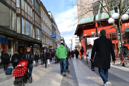 Stockholm, Sweden - April 11, 2013: Street in cental part of Stockholmのeditorial素材