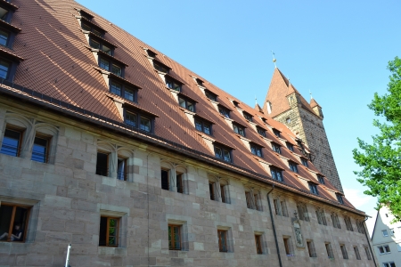 View of house in center of Nuremberg, Bavaria, Germany.の写真素材