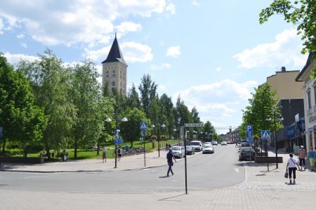 Lappeenranta, Finland - June 3, 2013: View of street in center of Lappeenranta at summer, Finlandのeditorial素材