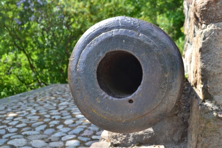 Antique cannon in Lappeenranta at summer, Finlandの写真素材