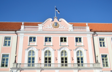 View of palace in Old Town of Tallinn, Estoniaのeditorial素材