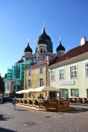 Tallinn, Estonia - September 14, 2013: Street in Old Town. Historical part of Tallinn, Estoniaのeditorial素材