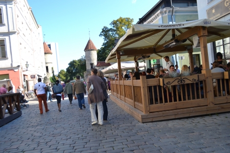 Tallinn, Estonia - September 14, 2013: Town cafe in old town of Tallinnのeditorial素材