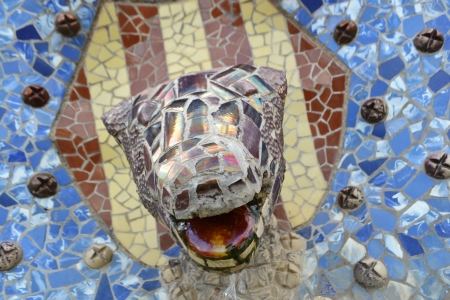 Head of dragon salamandra in Park Guell of Barcelona, Spain.の写真素材