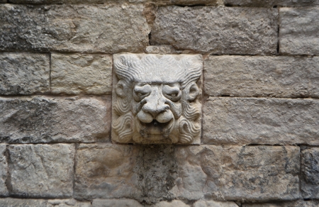 The fragment of cathedral in Girona, Spain.の写真素材