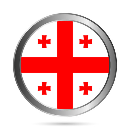Georgia flag button on a white background. Vector illustration.のイラスト素材