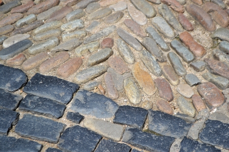 Old paving stone in Girona, Catalonia, Spain.の写真素材