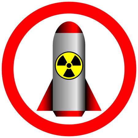 Nuclear war and radiation sign forbidden icon on white - vector illustration.のイラスト素材