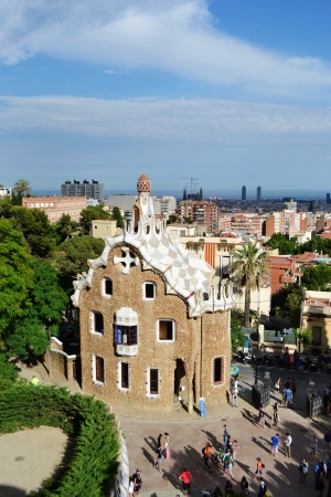 Barcelona, Spain - June 21, 2013: The famous Park Guell in Barcelona, Spain.のeditorial素材