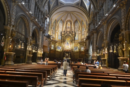 Montserrat, Catalonia - June 23, 2013: Montserrat monastery temple inside.のeditorial素材