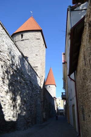 Towers of town wall of Tallinn, Estonia.のeditorial素材