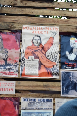 St.Petersburg, Russia - January 26, 2014: The project "Street Life". Soviet war posters. Cultural project for the 70th anniversary of the liberation of the Nazi blockade of Leningrad.のeditorial素材