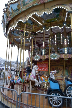 Paris, France - January 6, 2013: French old carousel with horsesのeditorial素材