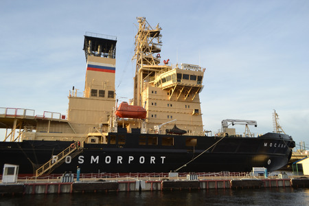 St.Petersburg, Russia - October 12, 2013: Icebreaker on the waterfront in St. Petersburg.のeditorial素材