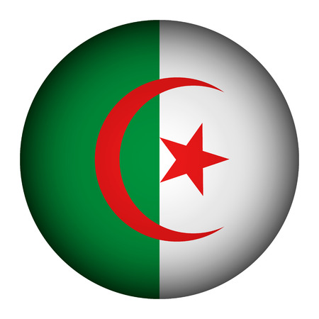 Algeria flag button on a white background. Vector illustration.のイラスト素材