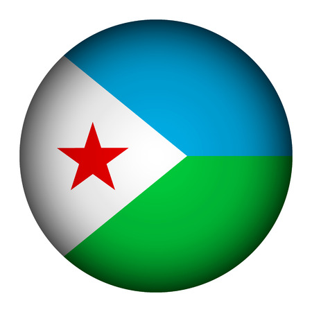 Djibouti flag button on a white background. Vector illustration.のイラスト素材