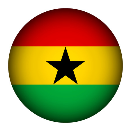 Ghana flag button on a white background. Vector illustration.のイラスト素材