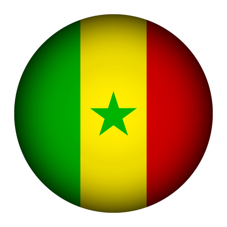 Senegal flag button on a white background. Vector illustration.のイラスト素材